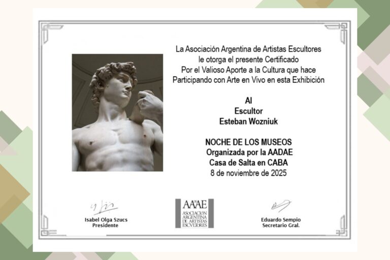 Lee más sobre el artículo La Asociación de Artistas Escultores le otorga un certificado a Esteban Wozniuk por su valioso aporte a la cultura